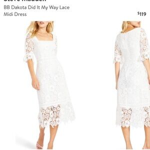 Steve Madden White Flutter Sleeve Midi Dress